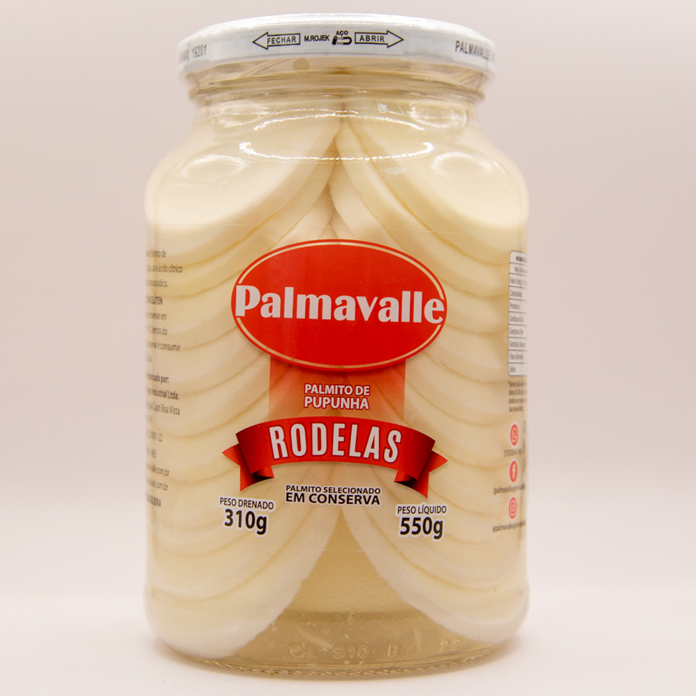 Palmito Pupunha em Rodelas Premium 310g em conserva para pizzarias, restaurantes e food service