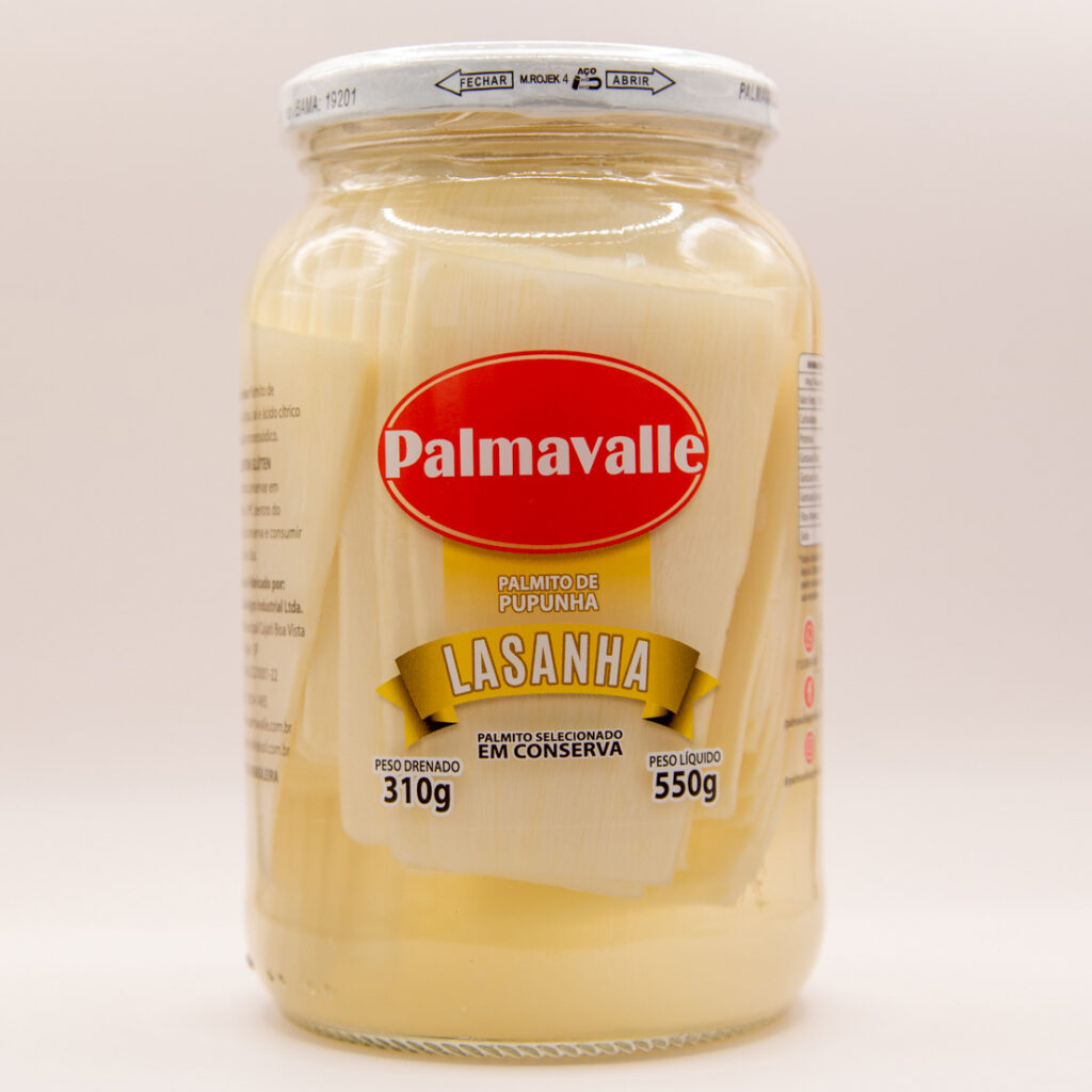 Palmito Pupunha Corte Lasanha Premium em conserva 310g para restaurantes, pizzarias e food service.